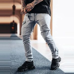 Męskie boczne kieszonkowe spodni zamka błyskawi czarny szary khaki hip hop swobodny męski joggery spodnie mody streetwear pantalones hombre 240112