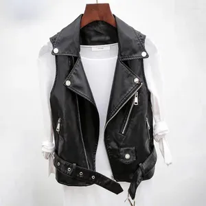 Women's Leather Women 2024 Faux Jacket Coat Spring Short Casual Pu Pockets Zipper Shrug Winter Sleeveless Jackets Coats Woman Vest