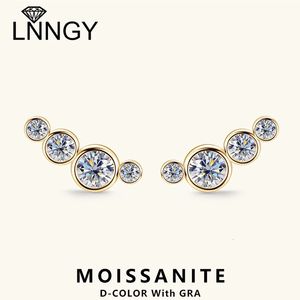 Lnngy Original 925 Sterling Silver Earrings Single Row Four Bezel Earring For Teen Women Daily Piercing Jewelry Gift 240112