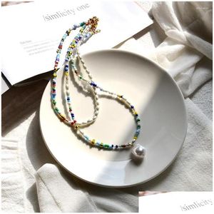 Hänge halsband bohemiska fröpärlor choker barock pärlor kvinnor trendiga handgjorda smycken födelsedagspresenter strand party colorf halsband dhcqj