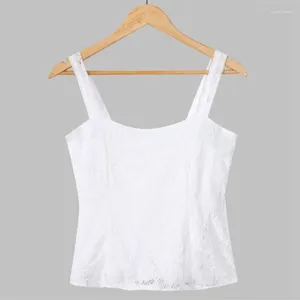 Yoga Outfits Fashion Women Tank Tops Solid White Lace Vest Summer Overlap Cross Sling Backless Crop Female Sports