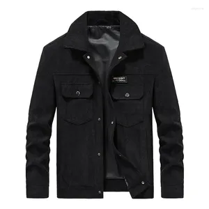 Mäns jackor 2024 Spring Jacket Corduroy Young and Middle Age Coat Lapel Casual Coats