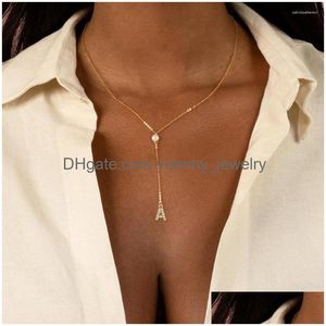 Pendant Necklaces Fashion A-Z Initial Letter Necklace Women Gold Color Stainless Steel Link Chain For Jewelry Gift Drop Delivery Dhxbr