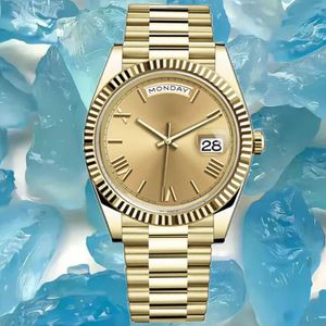 Mens Relojes Gold 36mm 41mm Roman Numal Par 2836 3255 Movement 904L Rostfritt stål Ladies Waterproof Sapphire Business Watch