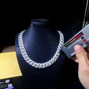 Colar de joias finas S Sterling Sier Hip Hop Iced Out 2 Row Vvs1 Moissanite Diamond Cuban Link Chain