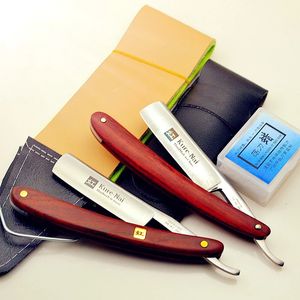 4PCSSET S45C Kolstål Rak Razor Men rakande rosenträhandtag Rakknivar Barber Manual Scraper Sharp Shaver G1123 240112