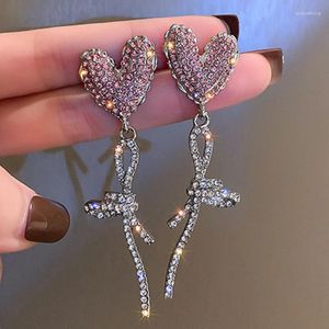 Orecchini pendenti MWSONYA 2024 Trend Pieno Rosa Strass Cuore di Amore Goccia Per Le Donne Lucido Stile Della Corea Moda Pendientes Gioielli Regalo