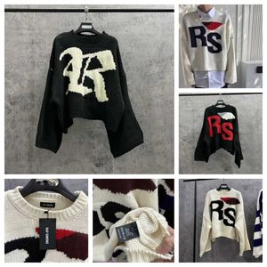 Suéter dos homens 2023fw Raf Simons RS Sweater Homens Mulheres 1 Top Quality Redondo Pescoço Bat Camisa Manga Malha Moletons N2