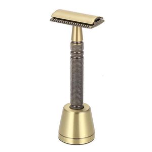 Yintal masculino bronze clássico dupla face navalha manual punho longo lâminas de segurança 1 base barbeador conjunto à prova dwaterproof água sem ferrugem 240112