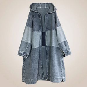 Long Trench Denim Coat Spring Autumn Women Loose Oversized Female Outwear Fashion Windbreaker Outerwear s 240112