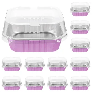 Ta ut containrar 50 datorer som bakar pudding pan cupcake pannor aluminium foliehållare med lock