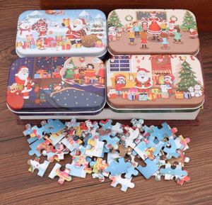 60 pcsset Christmas Wooden Puzzle Kids Toy Santa Claus Jigsaw Xmas Children Early Educational DIY Jigsaw Kids Christmas Baby Gift2851205