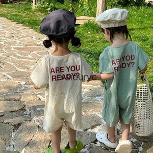 Rompers MILANCEL New Summer Kids Jumpsuit ldren Cute Cartoon Letter Romper Girls Boys Outwear H240508