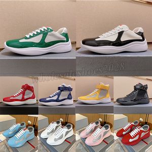 Casual Designer Shoes Americas Cup Soft Rubber Fabric Sneaker Mens Black White Patent Leather Panda Trainers Low Tops Mesh America For Men Platform Sports Sneakers