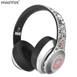 Earphones Crazy Bear Led Bluetooth 5.0 Headphones Wireless Gaming Bass Graffiti Foldable Headset with Hd Microphone Cute Earphone