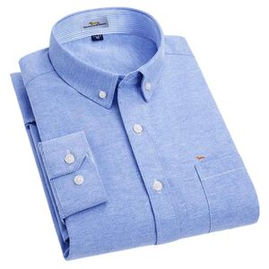 남자 봄 캐주얼 패션 대나무 섬유 면화 단단한 긴 소매 블라우스 자수 Harmont Bliane Shirts 240112