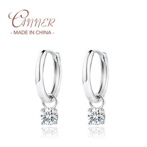 Canner 03CT D Color 4 Claws Hoop Earring For Women 925 Sterling Silver Moissanita Hanging Pendientes Biżuteria 240112