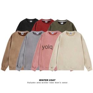 Men's Hoodies Sweatshirts Quality Suede Sweatshirts Men Baggy Round Ne Solid Color Fashion Haruku Oversized Tops Street Hip Hop Pullover Shirtyolq