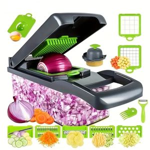 Legumes Chopper Pro Cebola Multifuncional 16 em 1 Food Kitchen Slicer Dicer Cutter Veggie Chopper Cenoura e Alho Recipiente 240113