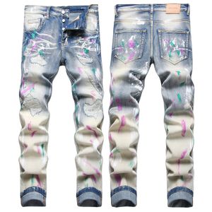 Lila jeans denim byxor mens jeans designer män svarta byxor avancerad kvalitet rak design retro streetwear casual sweatpants pu3581