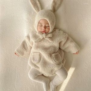 Rompers Ins Autumn Winter Baby Boys Girls Fleece Solid Color Clothes Spring Infant Kids Romper Long Sleeve Bodysuits Sunsuits Outfits