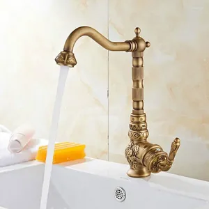 Torneiras de pia do banheiro bacia antigo bronze único punho torneira água fria misturador luxo deck montado torneira retro