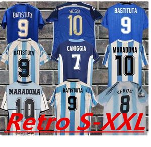 1978 1986 1998 Argentinien Retro-Fußballtrikot Maradona 1996 2000 2001 2006 2010 1994 Kempes Batistuta Riquelme HIGUAIN KUN AGUERO CANIGGIA AIMAR Fußballtrikots 999