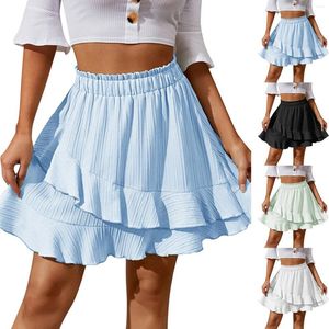 Skirts Bed Skirt For Adjustable Frame Ruffle 2024 Summer Women's High Waist Irregular Solid Short