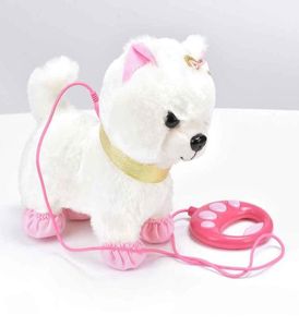 Robot Dog Sound Control Interactive Dog Electronic Toys Plush Puppy Pet Walk Bark Leash Teddy Toys For Children Födelsedagspresenter LJ21662988