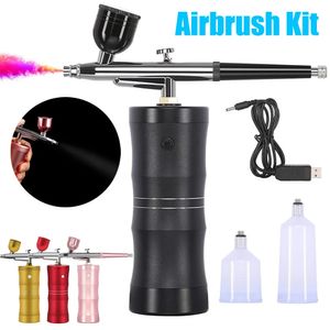 Cordless mini spray gun set spray pump Gen pen air compressor kit portable spray gun for painting nail art tattoo craft cake 240113