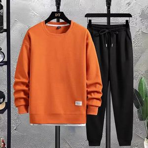 Sport Lange Ärmel Leggings Rundhals Mann Hosen Sets Zwei Stück In Sweatshirts Für Sport Anzug Männer Waffle Luxe Herren strampler 240112