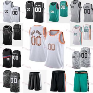 Men Women City Basketball Victor Wembanyama Jersey 1 Devin Vassell 24 Keldon Johnson 3 Devonte Graham 4 Tre Jones 33 Zach Collins 23 Earned Black Green Custom Print