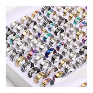 Bandringe Mticolor Edelstahl-Bandringe für Frauen Männer Mix verschiedene Stile Partyschmuck Geschenke im Großhandel Drop Delivery Jewel Dhvuc