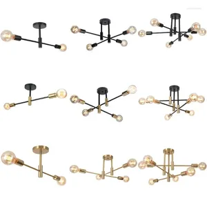 Chandeliers Simple Branch Ceiling Chandelier Modern Nordic E27 Black Gold LED Light Restaurant Aisle Balcony Corridor Lighting