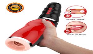 New Oral Sucks Male Masturbator Deep Throat Clip Suction Sex Machine Induced Vibration Sex Moan Intimate Goods Sex Toys for Men Y11890399