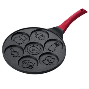 Pentole Strumento di cottura dei cartoni animati Pancake Pan 7 fori Cucina di casa Base piatta Stampo per animali Frittura antiaderente Design ergonomico Mini portatile