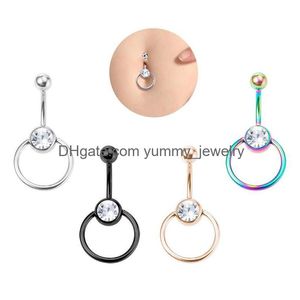 Magknappringar kirurgiska stål navel piercing ring bar runda ombligo skivstång för kvinna y kropp smycken droppleverans dhvc7