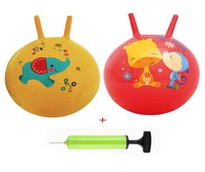 Engrossado chifre pulando bola jogar brinquedos silicone bebê crianças inflável saltando bola jogo interativo corrida para o bebê pump5867266