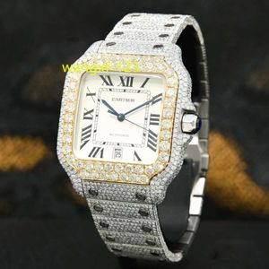 Fabrikpreis Luxus Anpassen Hip Hop Iced Out VVS Moissanit Diamant Mechanische Uhr mit GRA-Zertifizierung