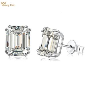 Wong Rain 100% 925 Sterling Silver Emerald Cut 4CT High Carbon Diamonds Ear Stud Earrings Wedding Party Jewelry Drop 240113