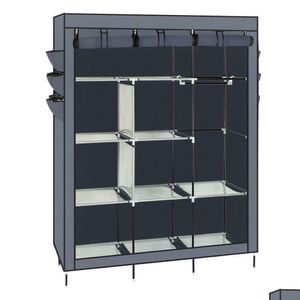 Mobília do quarto Heavy Duty Portátil Armário Organizador Organizador Roupas Rack Shees Gray275m Drop Delivery Home Garden Dhdah