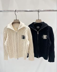 24 여자 스웨터 옷깃 더블 헤드 지퍼 도어 인쇄 니트 코트 01-8