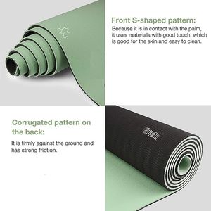 Kalın Twocolor Slippery Tpe Yoga Mat Yüksek Kaliteli Hareket Tatsız PAD180 57cm 240113