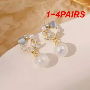 Studörhängen 1-4Parer Elegant delikat Tulpan Flower Fashion Jewelry Accessories Luxury Pearl Ear-Rings vackert