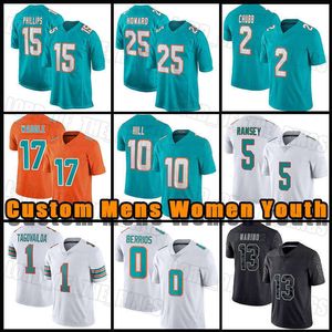 Miami''Dolphins''Football Jerseys Tyreek Hill Tua Tagovailoa Jaylen Waddle Jalen Ramsey Braxton Berrios Dan Marino Xavien Howard Eli Apple Jaelan Phillips Van Ginkel