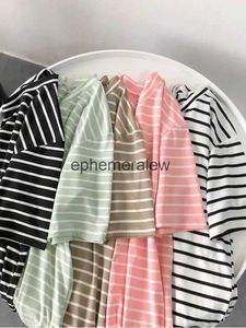 Women's T-Shirt Harajuku Short Sleeve Korean O-Neck Casual Fashion Shirt Camiseta Feminina Tops T Women Solid Color Striped Punk T-shirtephemeralew