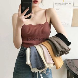 Damen Tanks Camis Koreanische Frauen Welle Crop Top Sexy Ärmellose Tops Weibliche Unterwäsche Dame Camisole Mädchen Grundlegende T-shirt Weste Dessous Bhs Tubeephemeralew