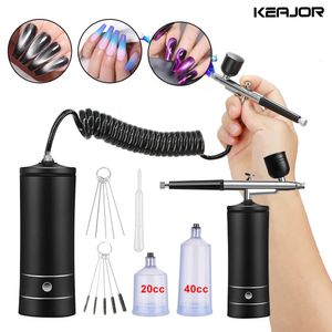 Spray Gun With Compressor Nail Art Portable Air Brush Model Paint Gun Cordless Nail Decoration For Cake Makeup Lack Spray 240113