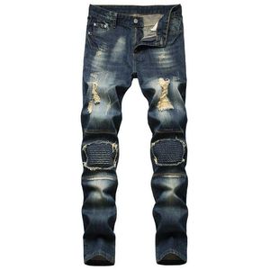 Мужские джинсы 2023 Осень и зима Новые мужские джинсы Индивидуальные ностальгические рваные джинсы Модные мужские T230113