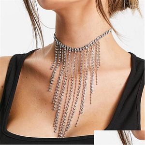 Collane con ciondolo Lustro di lusso Collana con strass Longassel Elegante moda Cristallo clavicola Catena Artiglio Matrimonio da donna Goccia Delive Dhdho